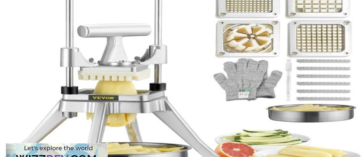 VEVOR Commercial Vegetable Fruit Chopper Stainless Steel French Fry Cutter with 4