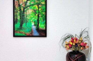 I decorated my home's foyer with this spring artwork of my own