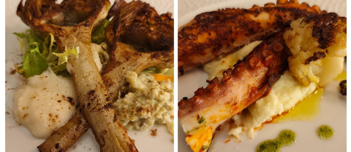 Fried flowers and leg of fish