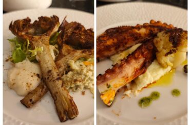 Fried flowers and leg of fish