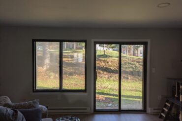 Help with curtain decision for window and glass door right next to each other