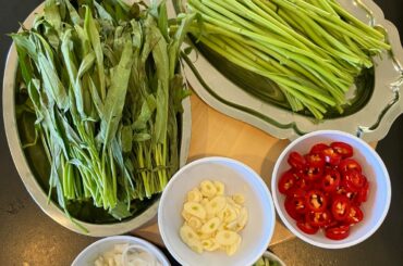 Liserons d’eau et crevettes Sichuan