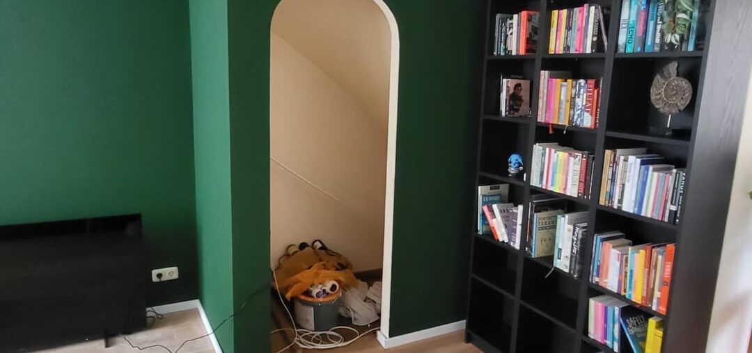 We just moved in here, and have this interesting arch that leads to a storage space. We would like to cover it up, cause we want to store things like vaccuums and other stuff we dont want to see. Suggestions are welcome :) We just moved in here, and have this interesting arch that leads to a storage space. We would like to cover it up, cause we want to store things like vaccuums and other stuff we dont want to see. Suggestions are welcome :)