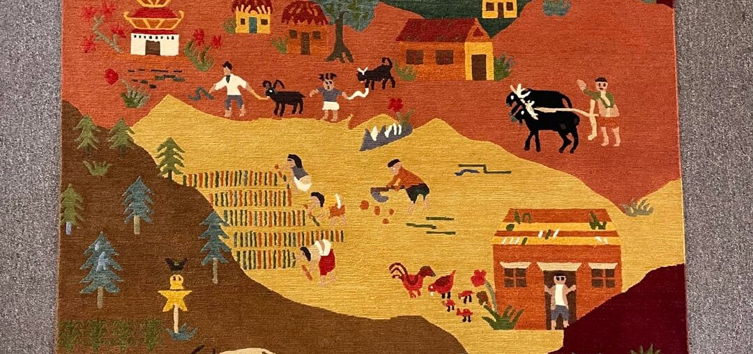 Tibetan Village Rug- a whimsical statement piece