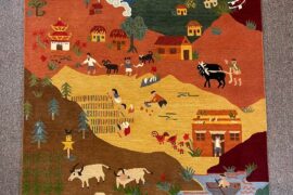 Tibetan Village Rug- a whimsical statement piece