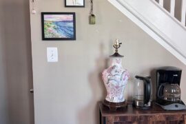 Help me pick a lampshade in our under the stairs/coffee bar area?