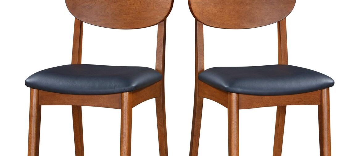 Blue fabric or black leather dining chairs for walnut table?