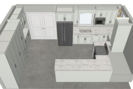 White or wooden cabinets