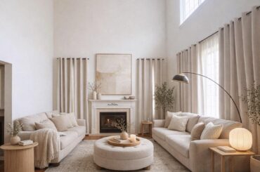 How am I supposed to decorate this room with very high ceilings and asymmetrical walls?