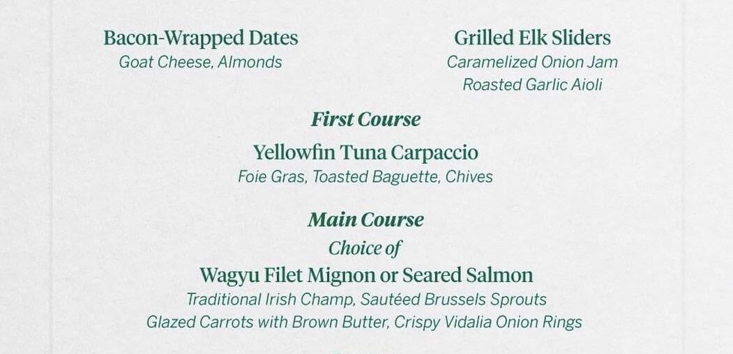 Wine pairings at the Masters dinner