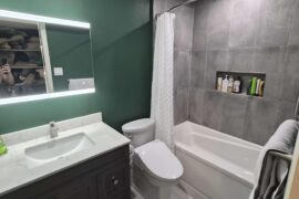 What should go above the toilet?