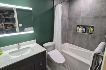 What should go above the toilet?