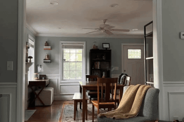 Any suggestions for a light fixture to replace the fan? Our house is construction grade and this room was intended to be the living room. Since making it our entry/dining room, the fan doesn’t belong anymore. We don’t have a need for a fan.