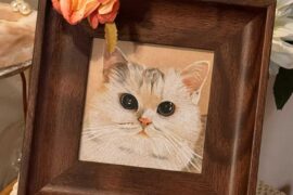 My custom pet portrait finally found its cozy spot at home!