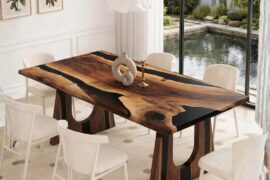 Wood Dining Table with Resin