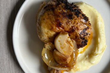 Poulet rôti, purée robuchon - au bel ail du marché