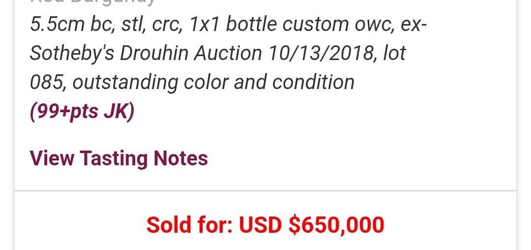 812,000 USD, that is the price of the most expensive wine ever sold