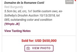812,000 USD, that is the price of the most expensive wine ever sold