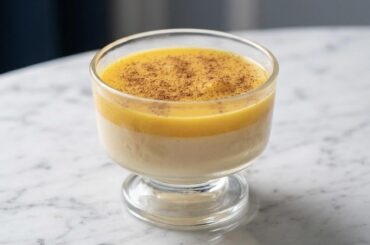 Homemade custard dessert with cinnamon (Cyprus)