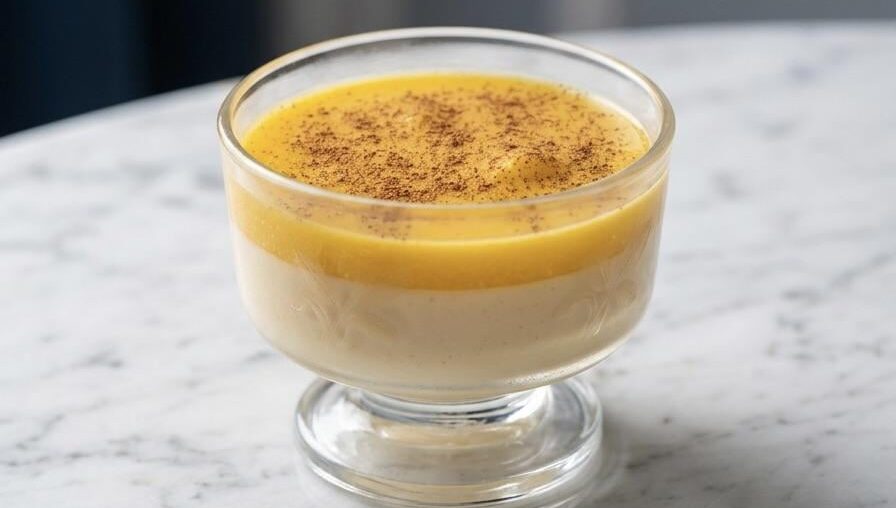Homemade custard dessert with cinnamon (Cyprus)