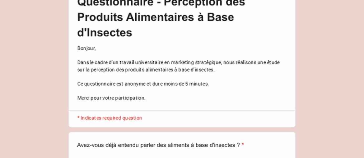 Sondage sur la consommation d'insectes pour un projet universitaire (help me)