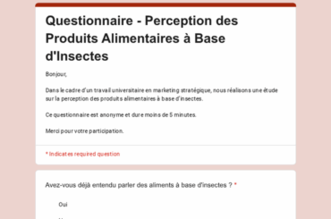 Sondage sur la consommation d'insectes pour un projet universitaire (help me)