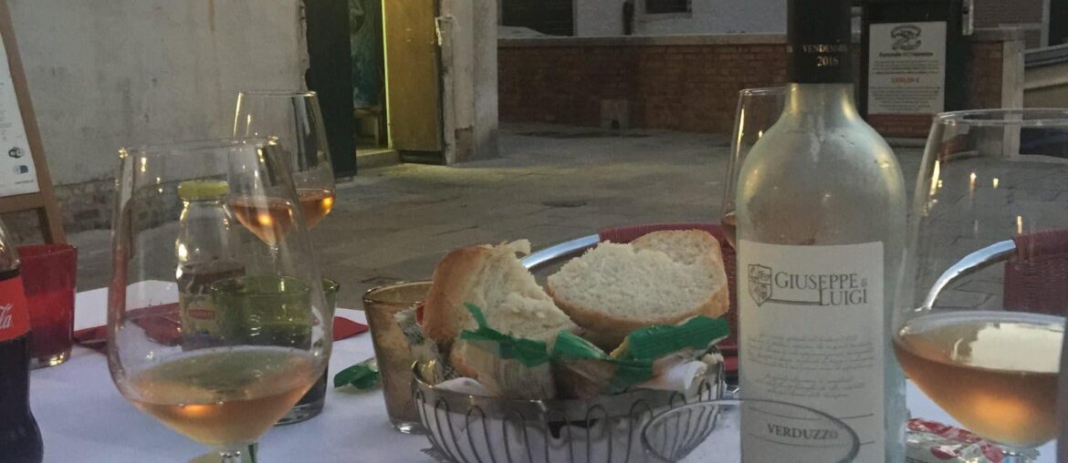 Verduzzo during first family dinner in Venice