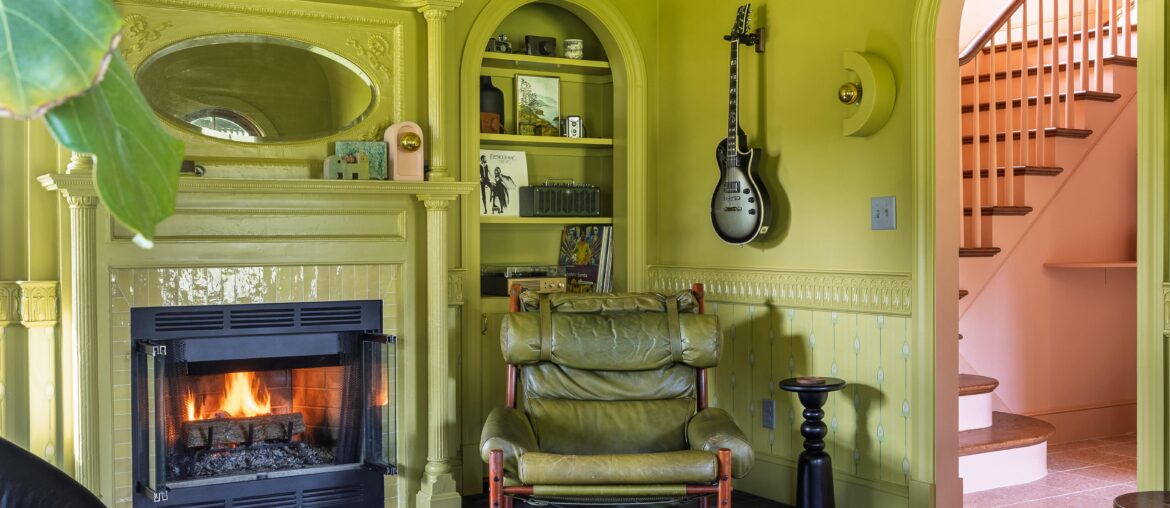 Our wasabi green living room, new build, Rhode Island [OC] [5464 x 8192]