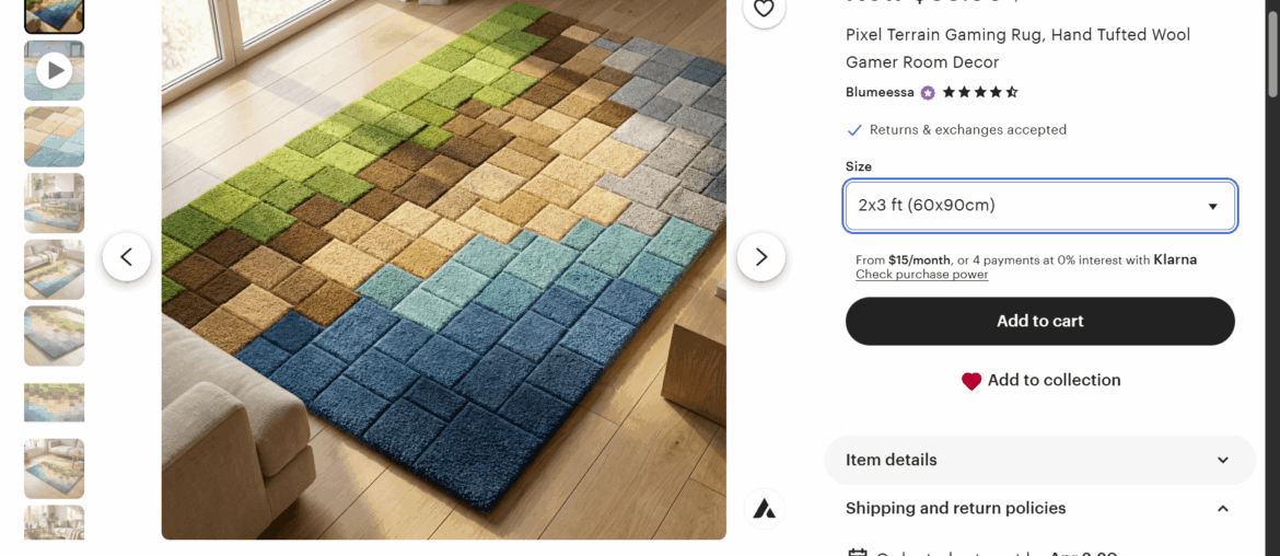 Looking for a high-quality handmade rug for my 10-year-old who’s obsessed with Minecraft — found this, what do you think? Looking for a high-quality handmade rug for my 10-year-old who’s obsessed with Minecraft — found this, what do you think?