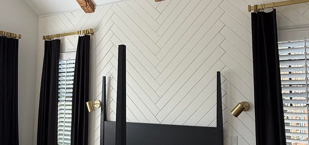DIY ideas to get rid of herringbone accent wall without ripping out?