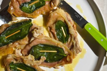 Saltimbocca alla Romana and a side of ultra crispy potatoes with rosemary