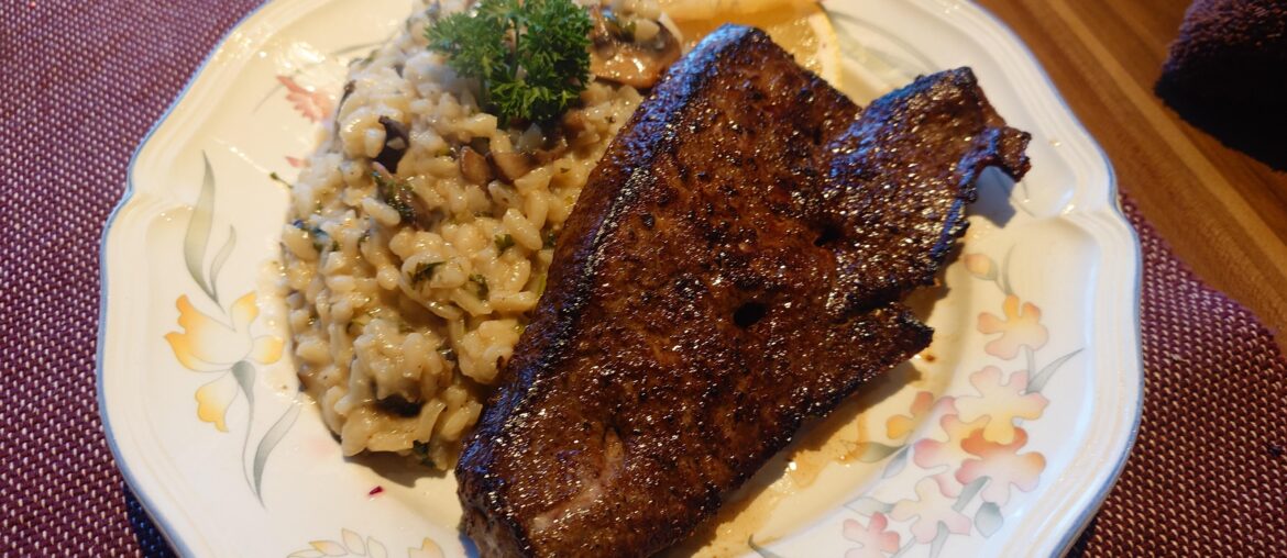 Mushroom Risotto and Veal Liver