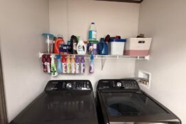 Before and after of my small laundry room. But I feel like I am missing something?