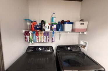 Before and after of my small laundry room. But I feel like I am missing something?