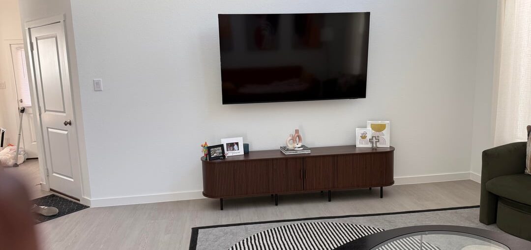 Need ideas for a drop zone on a long tv wall.