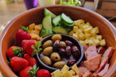 Cheese meat and veggies plate