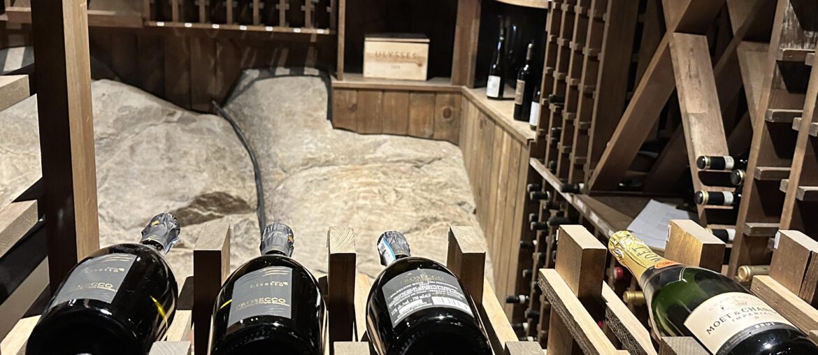 Wine cellar built into the granite