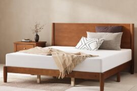 Which Wood Tone Bed Frame with Brown/Gray Flooring?