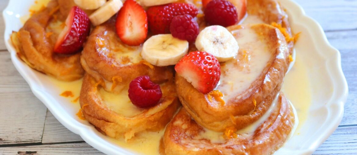 torrijas al horno con salsa de naranja