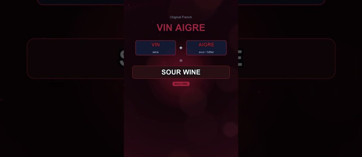 Vinegar literally means SOUR WINE in French #Shorts