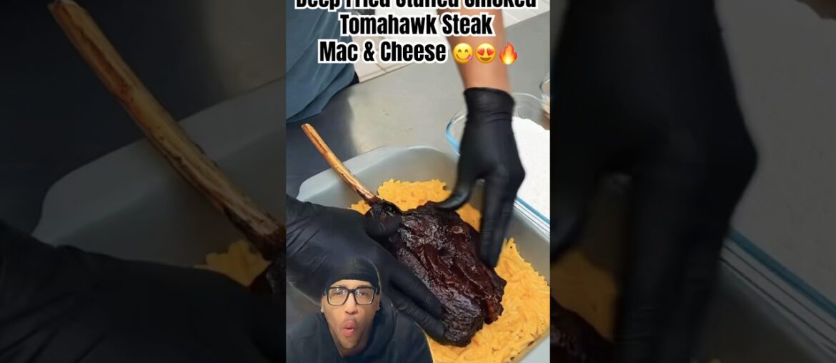 Deep Fried Stuffed Smoked Tomahawk Steak Mac & Cheese! #shorts #food #foodie