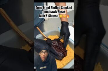 Deep Fried Stuffed Smoked Tomahawk Steak Mac & Cheese! #shorts #food #foodie