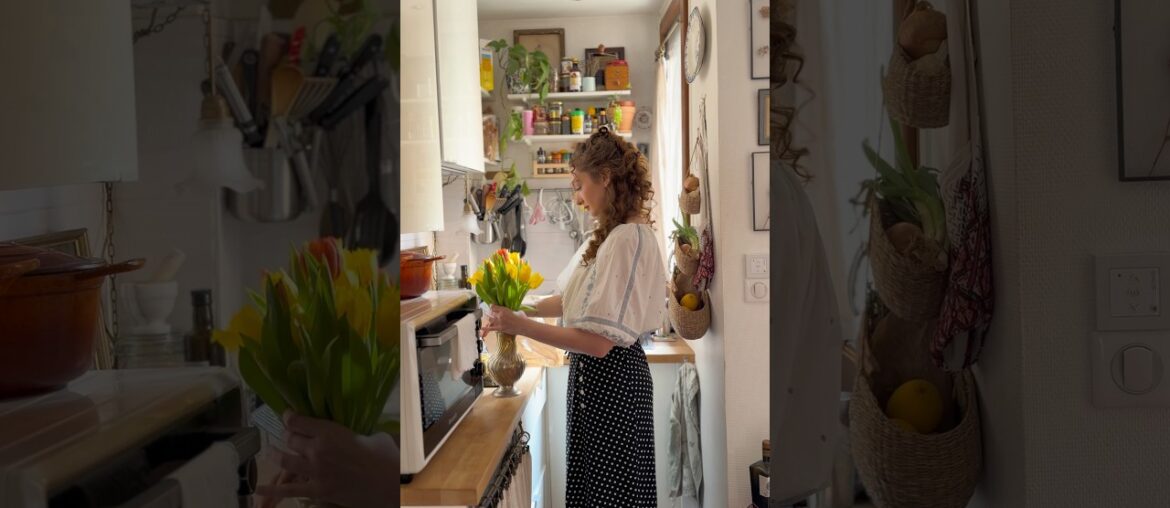 Let's make simple spring meal & dessert in my tiny Parisian kitchen! #paris #recipe #lunch #kitchen