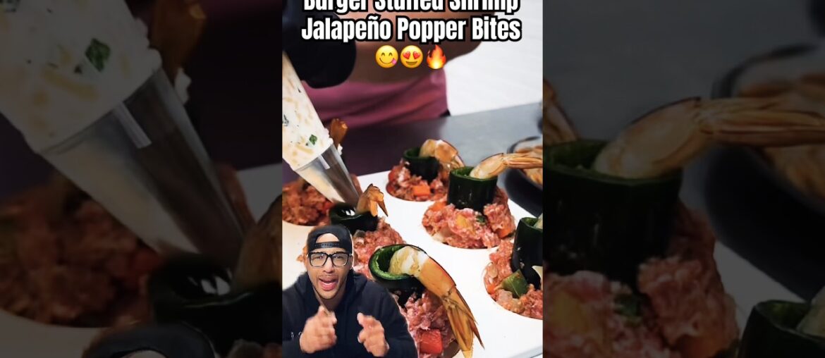 Burger Stuffed Shrimp Jalapeño Popper Bites! #shorts #food #foodie