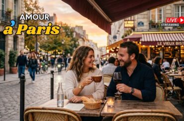 French Love Songs Live ☕ Paris Café Music | Love, Wine & Relaxing Atmosphere