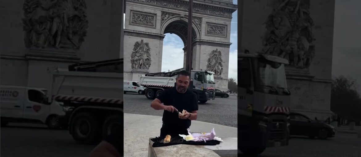 The most Iconic French Sandwich" (Jambon Beurre at the Arc de Triomphe 🇫🇷)