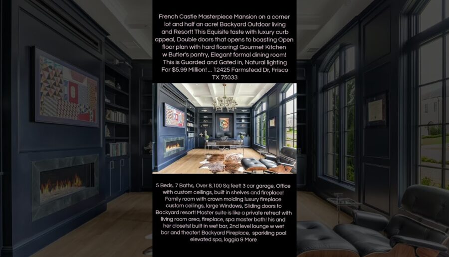 French Castle Masterpiece Mansion in prestigious community, full outdoor kitchen & backyard resort!