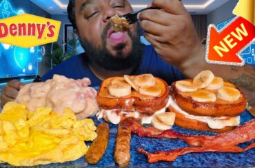 NEW Salted Caramel Banana Stuffed French Toast from Denny’s! 🍌🍯  | Eggs, Bacon & Sausage Feast