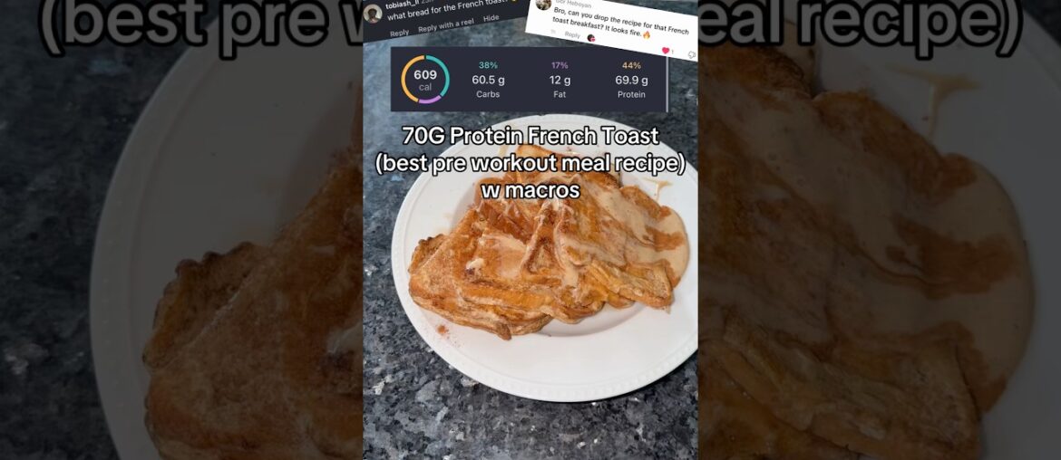 High-protein French toast RECIPE (interchangeable carbs) — 70g #highproteinrecipe #frenchtoast