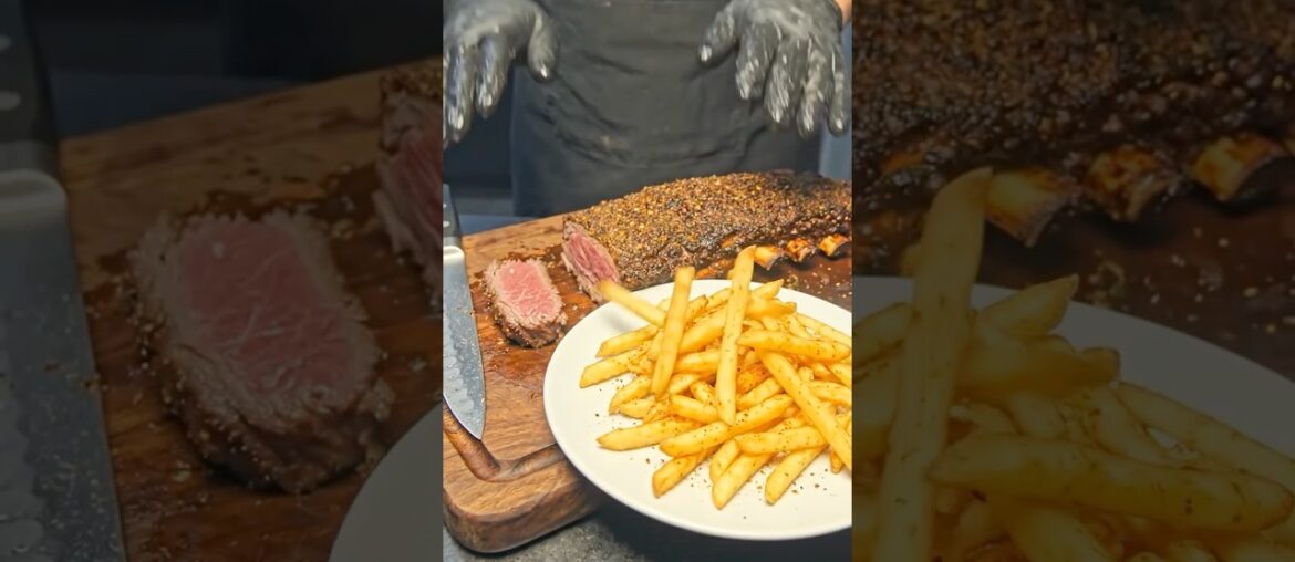 🔥 Perfectly Seared Ribeye Delight 🔥with French fries 🍟